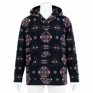 Thread Wave Aztec Fleece Baja Hoodie Pullover Men L Southwestern Kangaroo Pocket